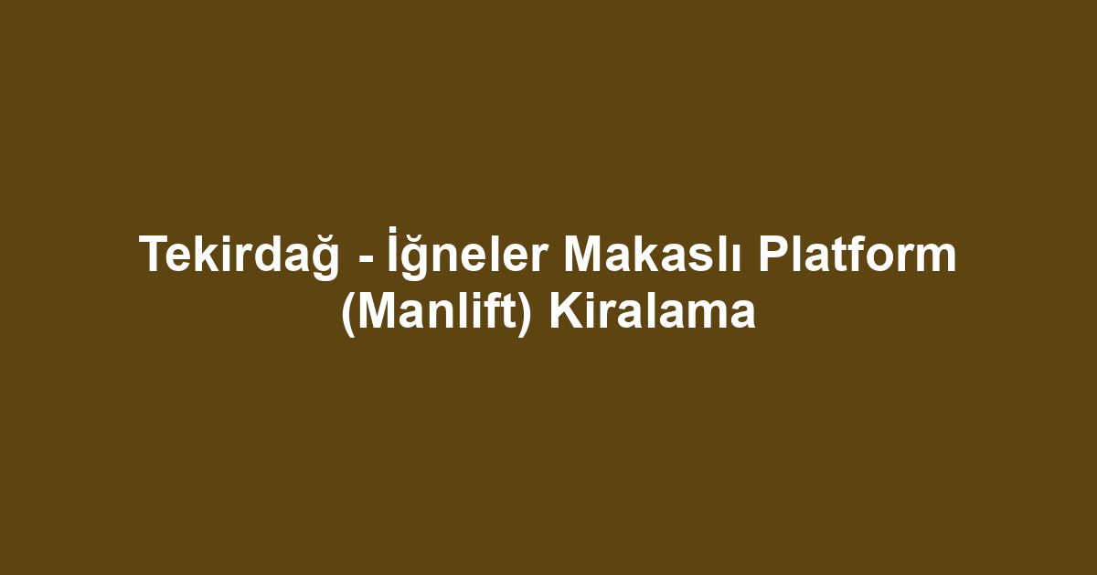 Tekirdağ - İğneler Makaslı Platform (Manlift) Kiralama