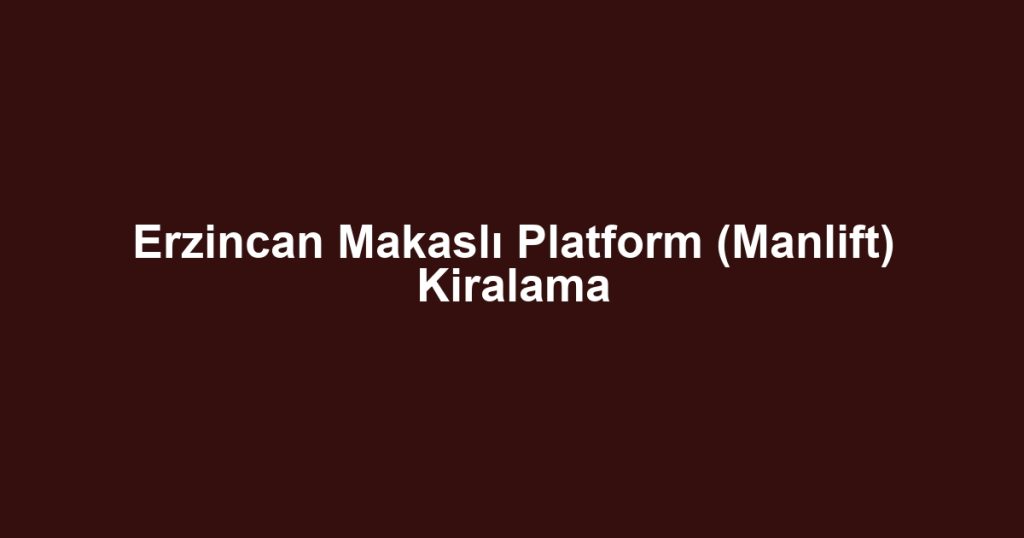 Erzincan Makaslı Platform (Manlift) Kiralama