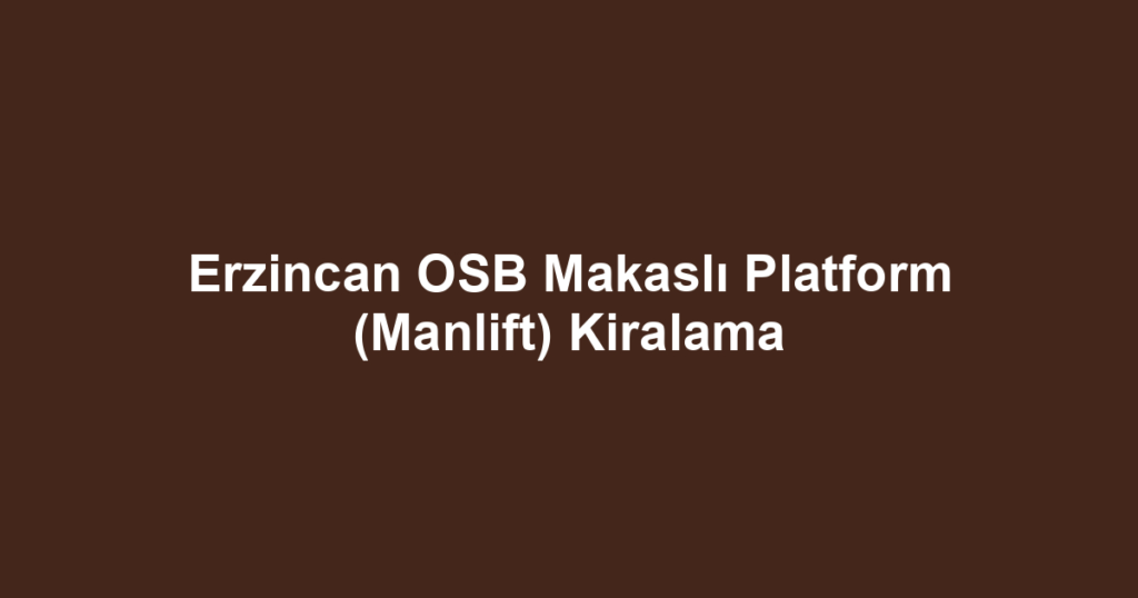 Erzincan OSB Makaslı Platform (Manlift) Kiralama