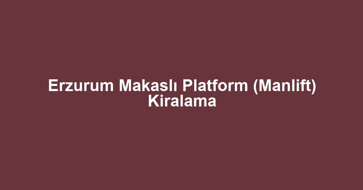 Erzurum Makaslı Platform (Manlift) Kiralama