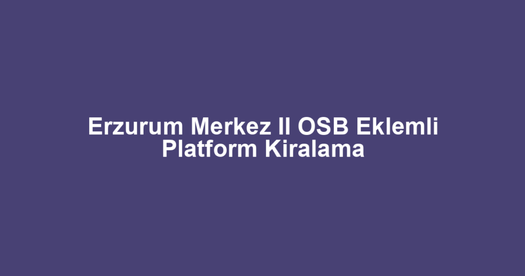 Erzurum Merkez II OSB Eklemli Platform Kiralama