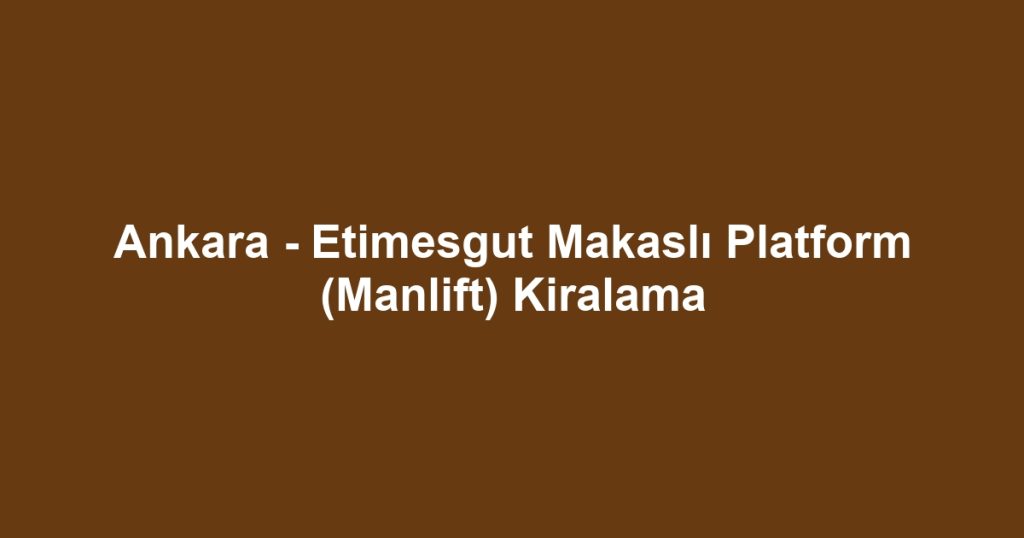 Ankara - Etimesgut Makaslı Platform (Manlift) Kiralama