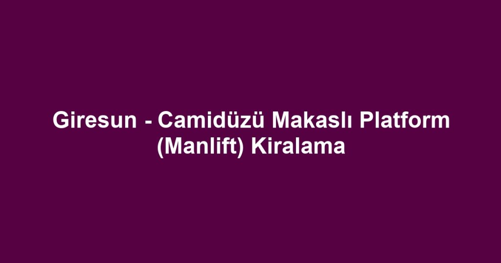 Giresun - Camidüzü Makaslı Platform (Manlift) Kiralama