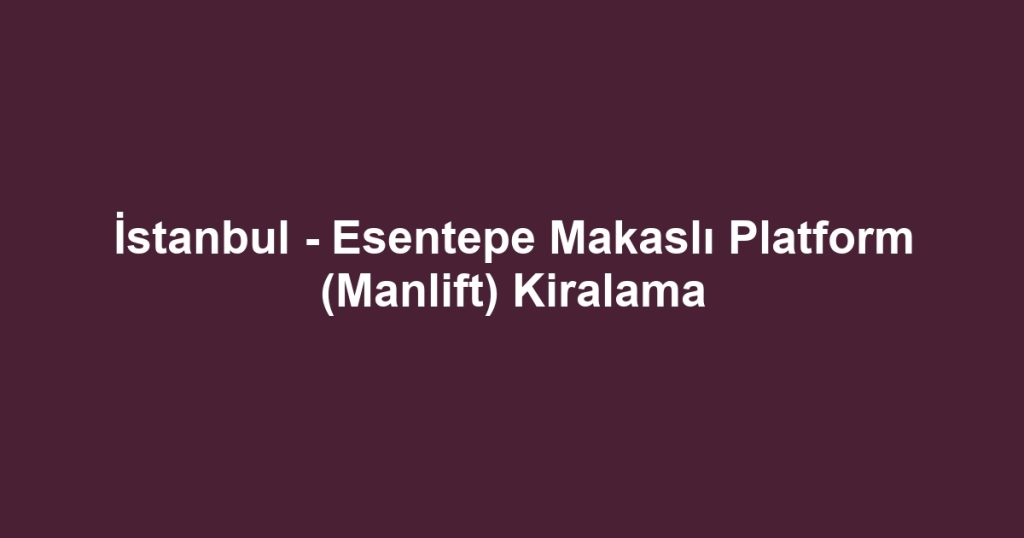 İstanbul - Esentepe Makaslı Platform (Manlift) Kiralama