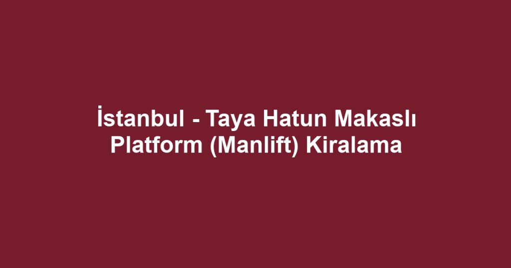 İstanbul - Taya Hatun Makaslı Platform (Manlift) Kiralama