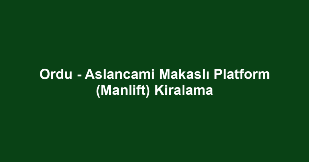 Ordu - Aslancami Makaslı Platform (Manlift) Kiralama