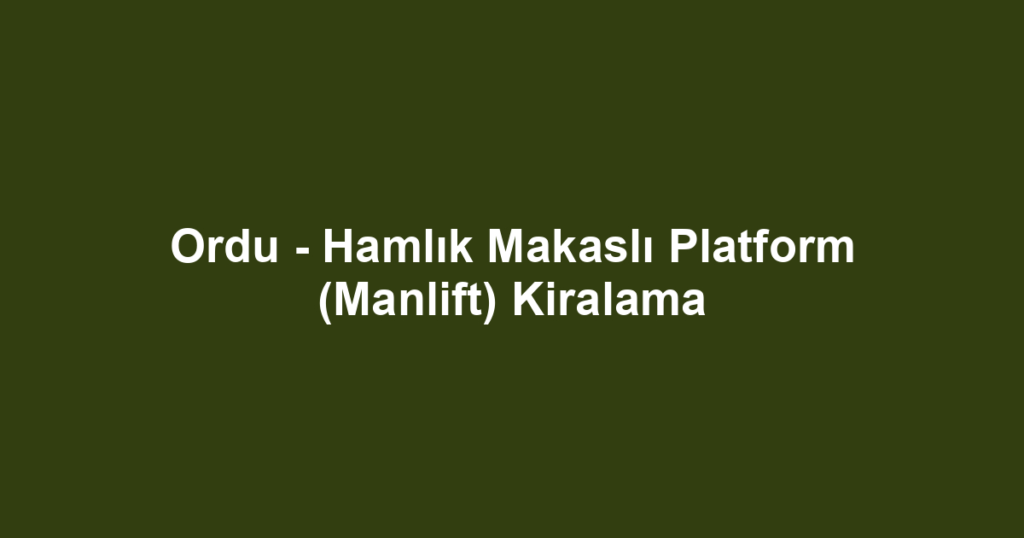 Ordu - Hamlık Makaslı Platform (Manlift) Kiralama