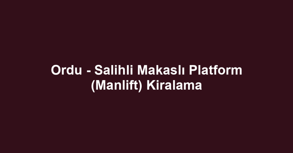 Ordu - Salihli Makaslı Platform (Manlift) Kiralama
