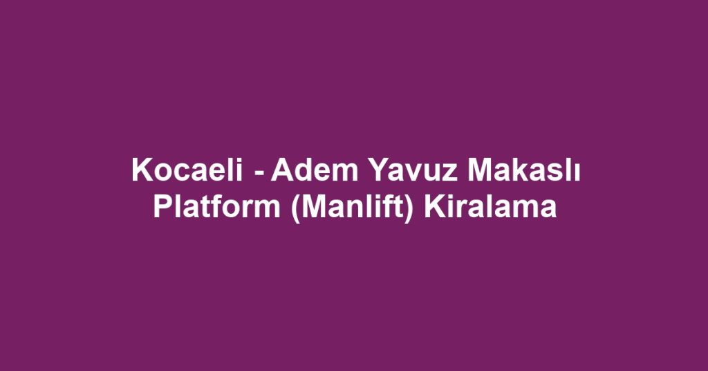 Kocaeli - Adem Yavuz Makaslı Platform (Manlift) Kiralama