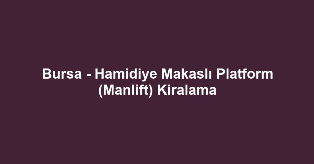Bursa - Hamidiye Makaslı Platform (Manlift) Kiralama