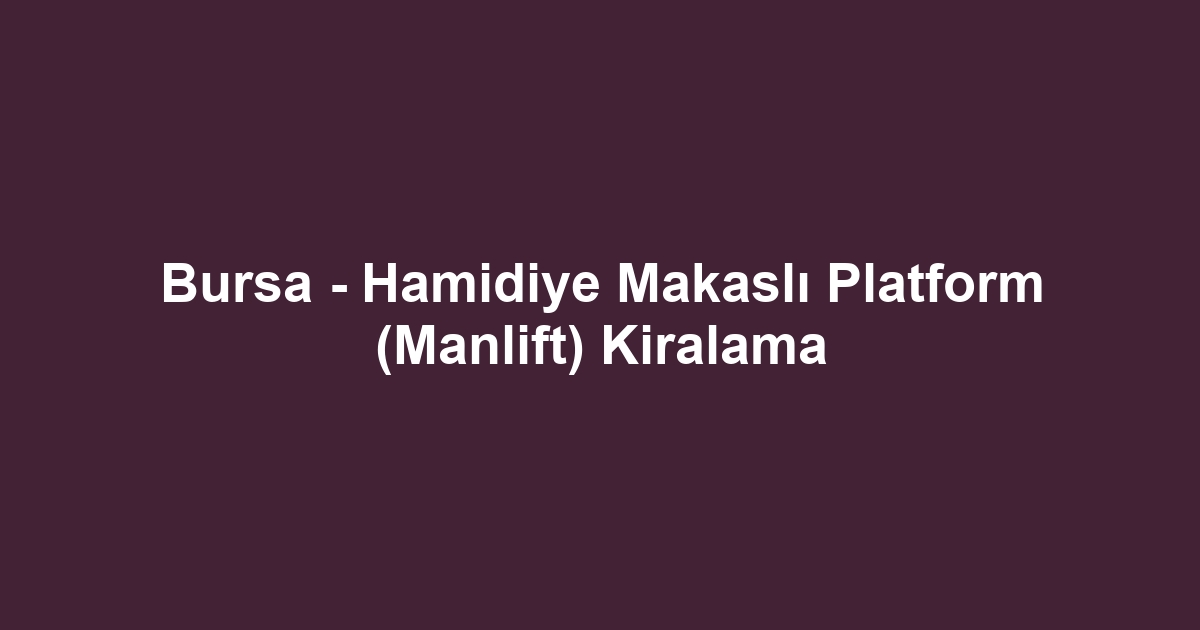Bursa - Hamidiye Makaslı Platform (Manlift) Kiralama