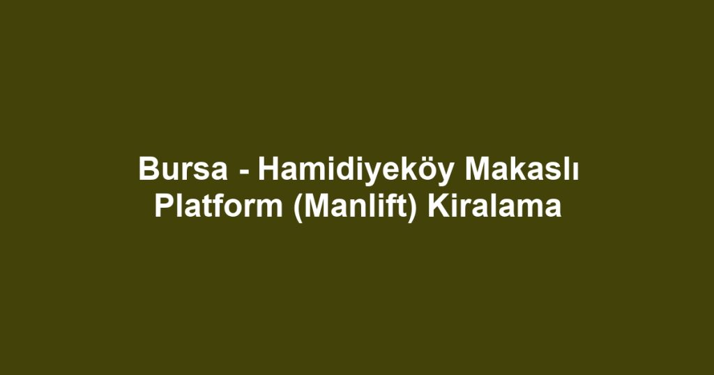 Bursa - Hamidiyeköy Makaslı Platform (Manlift) Kiralama
