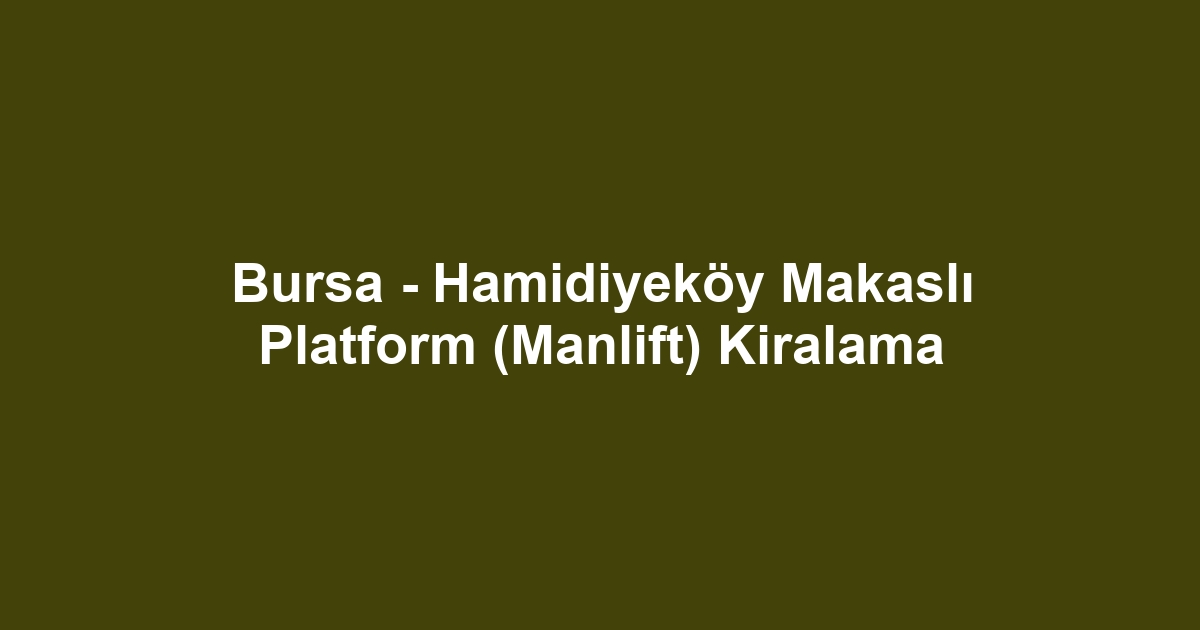 Bursa - Hamidiyeköy Makaslı Platform (Manlift) Kiralama