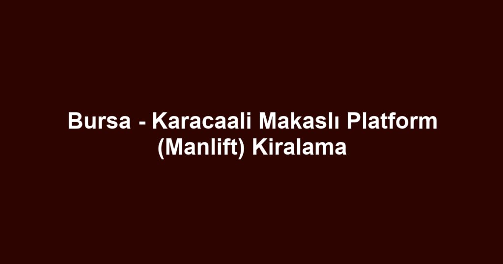 Bursa - Karacaali Makaslı Platform (Manlift) Kiralama