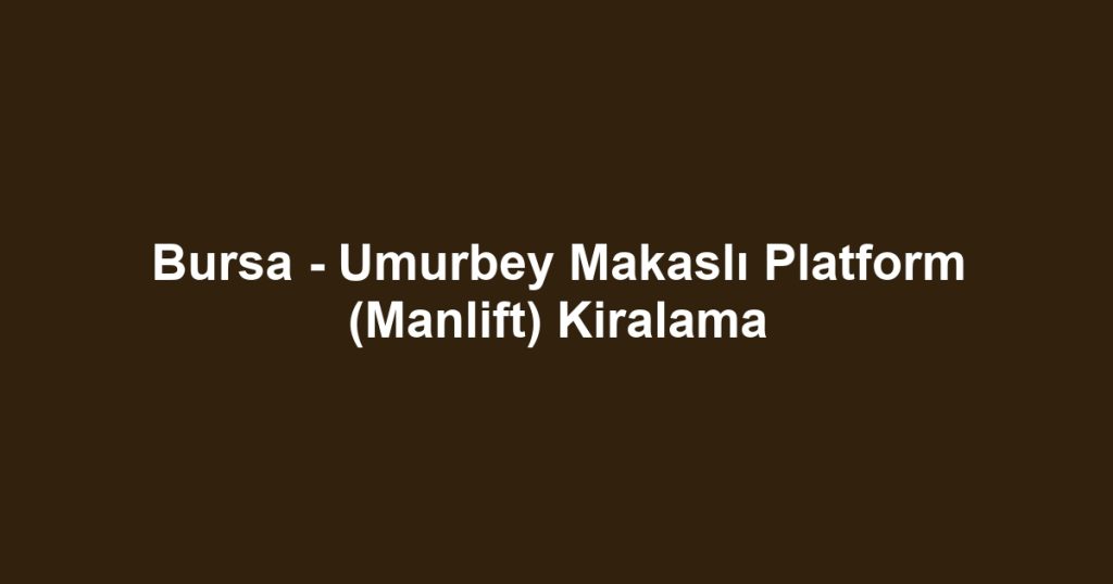 Bursa - Umurbey Makaslı Platform (Manlift) Kiralama