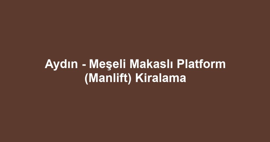 Aydın - Meşeli Makaslı Platform (Manlift) Kiralama