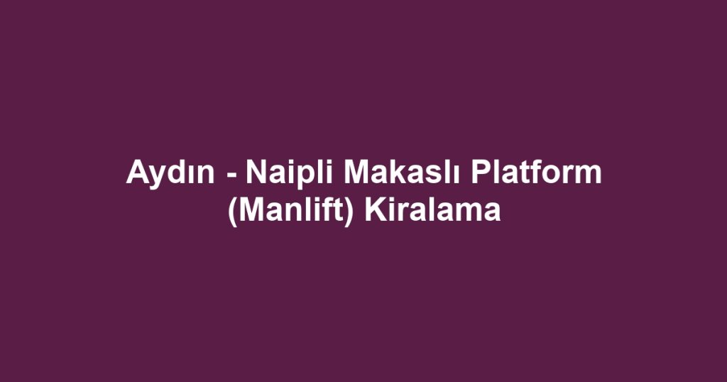 Aydın - Naipli Makaslı Platform (Manlift) Kiralama