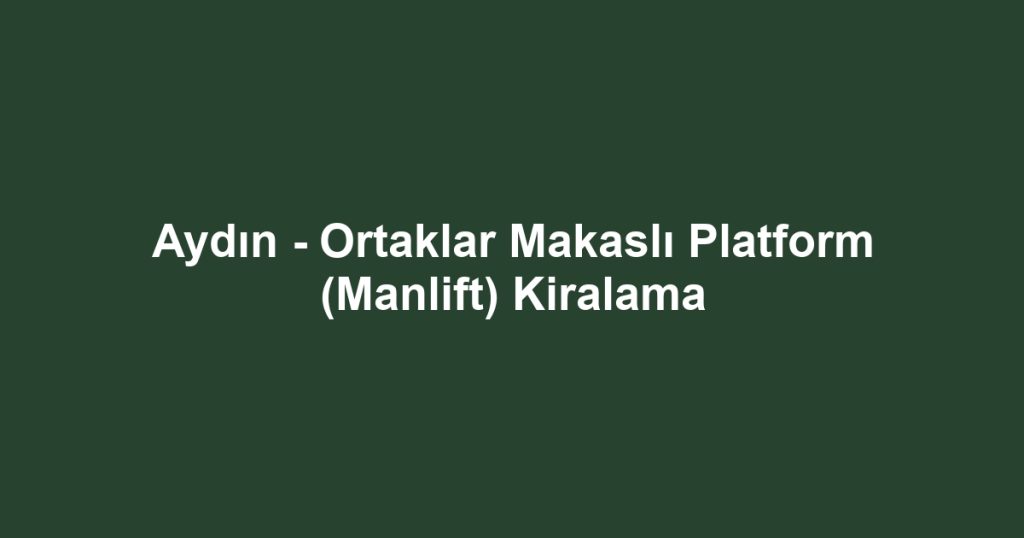 Aydın - Ortaklar Makaslı Platform (Manlift) Kiralama