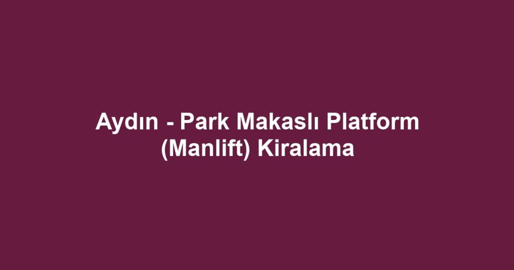 Aydın - Park Makaslı Platform (Manlift) Kiralama