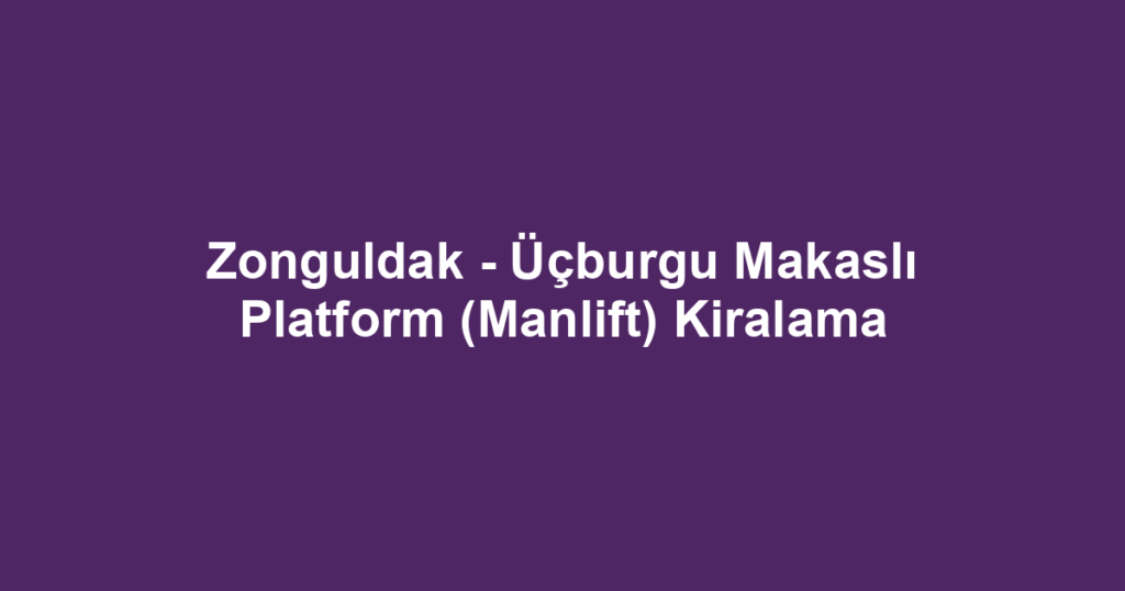 Zonguldak - Üçburgu Makaslı Platform (Manlift) Kiralama