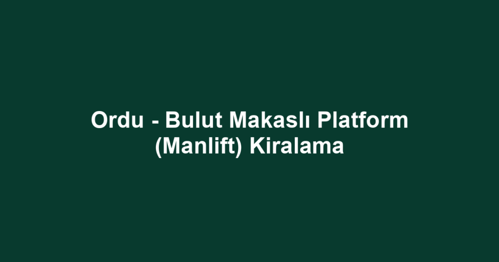Ordu - Bulut Makaslı Platform (Manlift) Kiralama