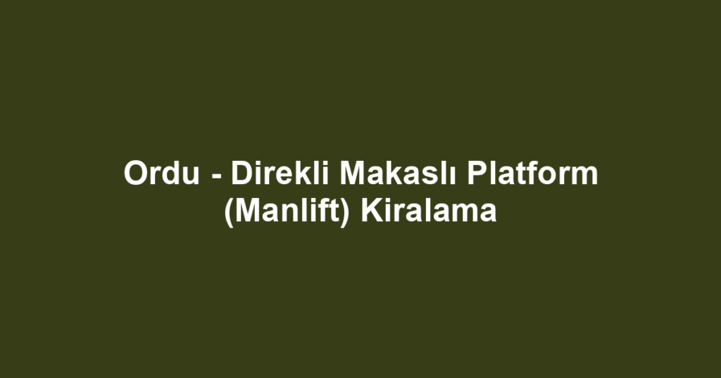 Ordu - Direkli Makaslı Platform (Manlift) Kiralama