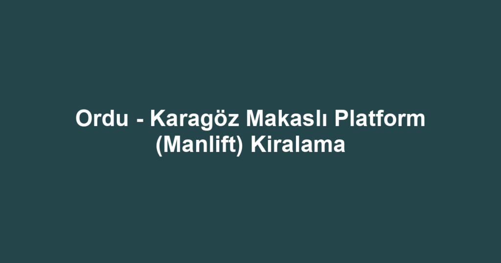 Ordu - Karagöz Makaslı Platform (Manlift) Kiralama