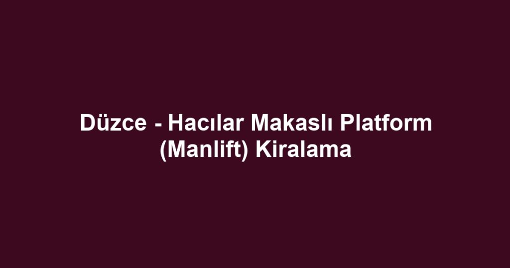 Düzce - Hacılar Makaslı Platform (Manlift) Kiralama