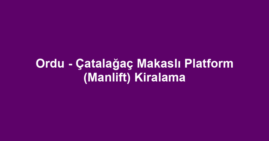 Ordu - Çatalağaç Makaslı Platform (Manlift) Kiralama