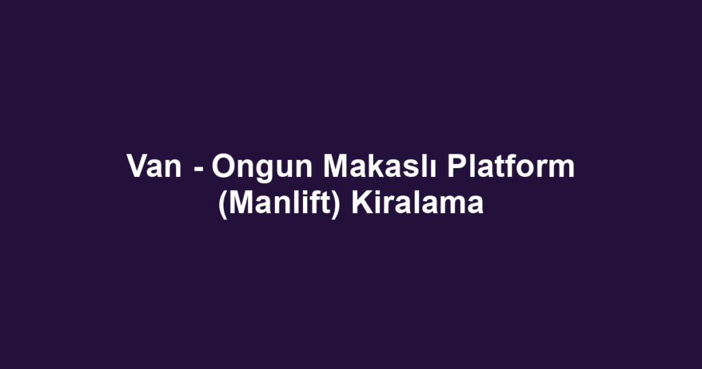 Van - Ongun Makaslı Platform (Manlift) Kiralama