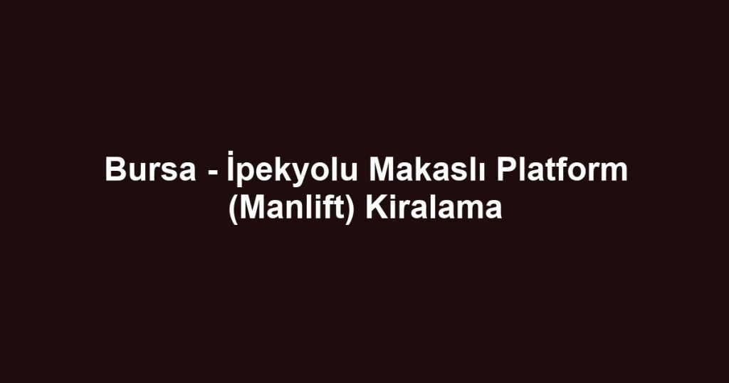 Bursa - İpekyolu Makaslı Platform (Manlift) Kiralama