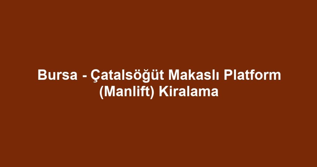 Bursa - Çatalsöğüt Makaslı Platform (Manlift) Kiralama