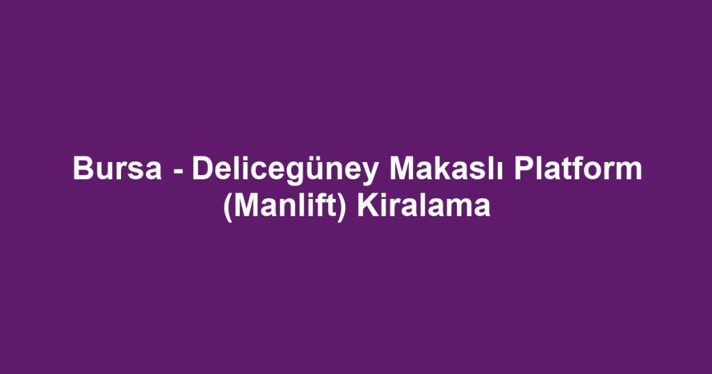 Bursa - Delicegüney Makaslı Platform (Manlift) Kiralama