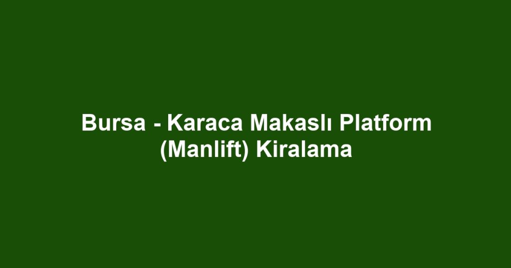 Bursa - Karaca Makaslı Platform (Manlift) Kiralama