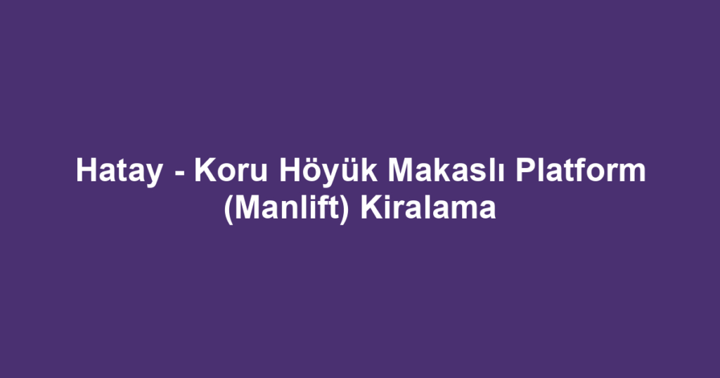 Hatay - Koru Höyük Makaslı Platform (Manlift) Kiralama