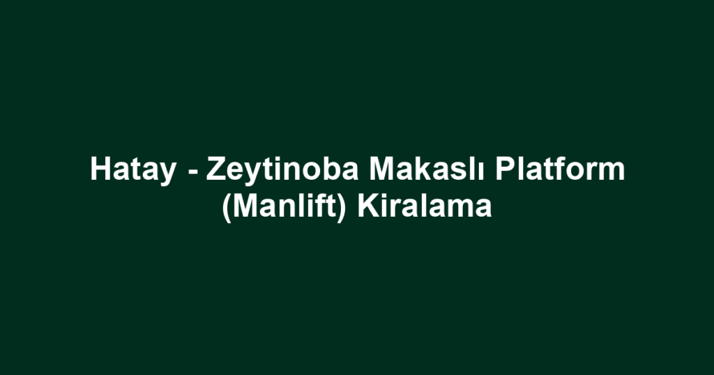Hatay - Zeytinoba Makaslı Platform (Manlift) Kiralama