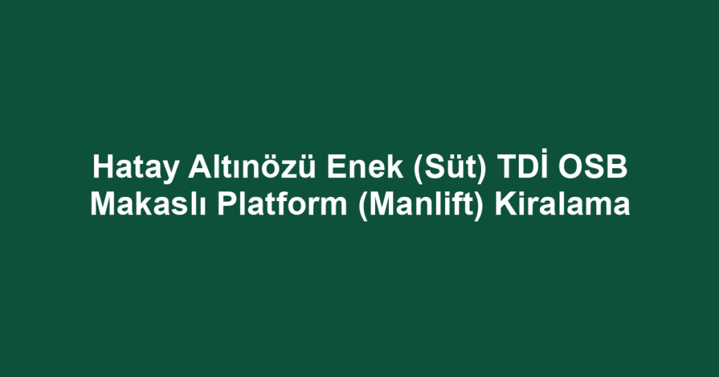 Hatay Altınözü Enek (Süt) TDİ OSB Makaslı Platform (Manlift) Kiralama