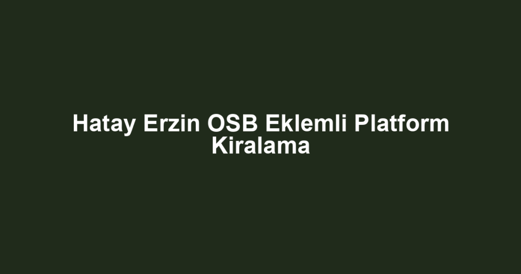Hatay Erzin OSB Eklemli Platform Kiralama