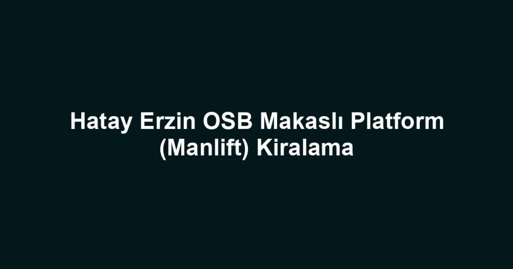 Hatay Erzin OSB Makaslı Platform (Manlift) Kiralama