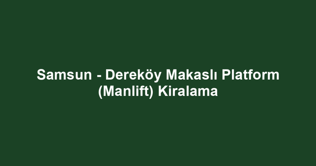 Samsun - Dereköy Makaslı Platform (Manlift) Kiralama