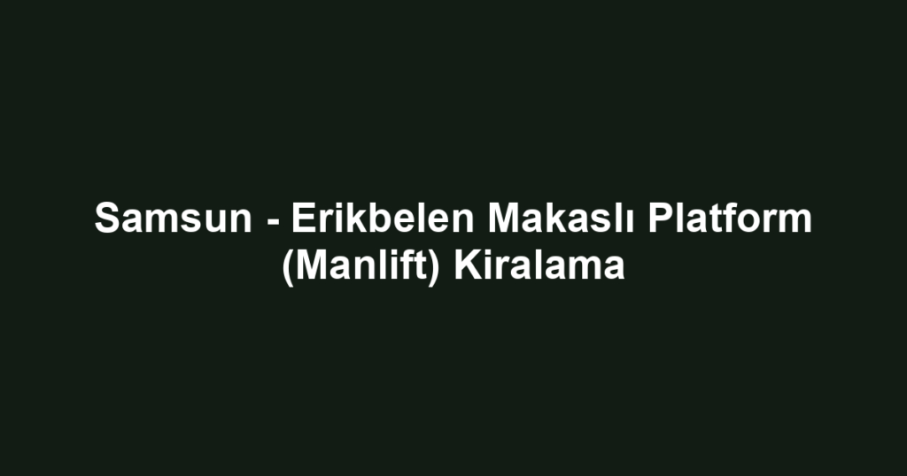 Samsun - Erikbelen Makaslı Platform (Manlift) Kiralama