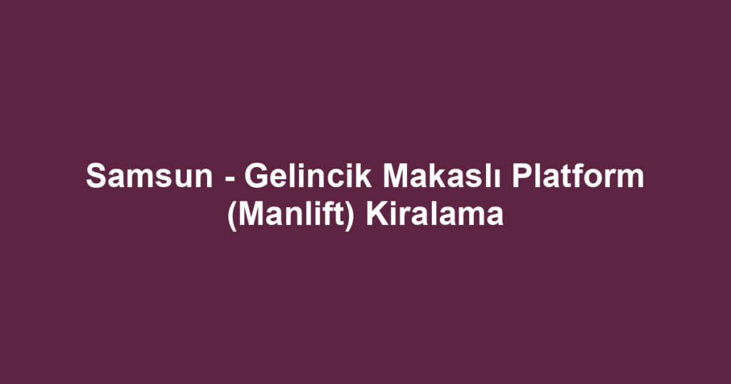 Samsun - Gelincik Makaslı Platform (Manlift) Kiralama