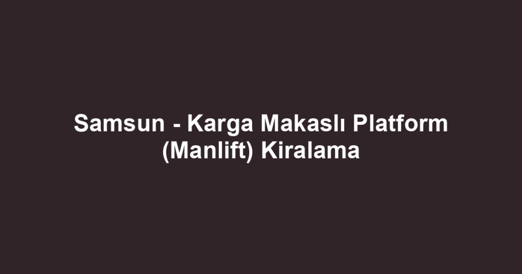 Samsun - Karga Makaslı Platform (Manlift) Kiralama