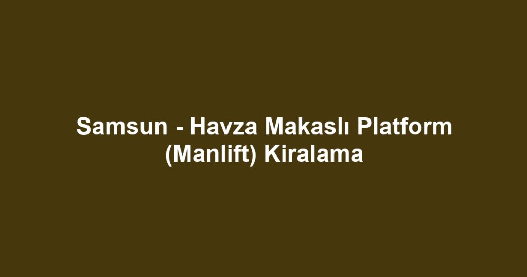 Samsun - Havza Makaslı Platform (Manlift) Kiralama