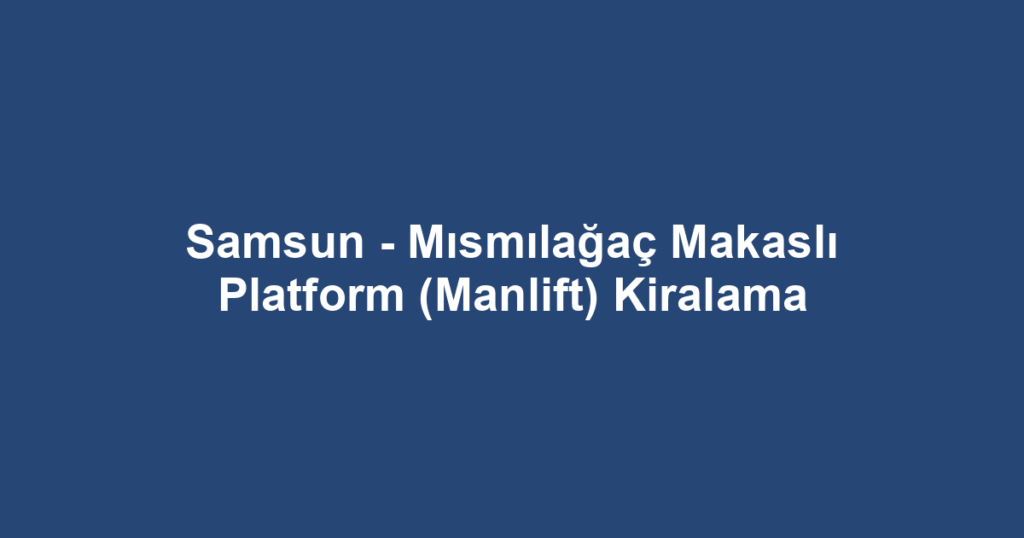 Samsun - Mısmılağaç Makaslı Platform (Manlift) Kiralama