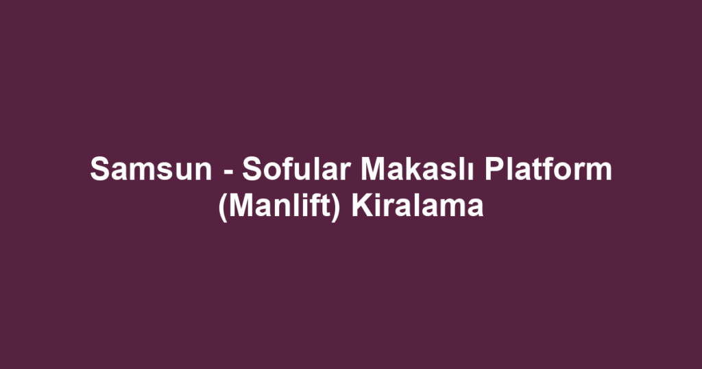 Samsun - Sofular Makaslı Platform (Manlift) Kiralama