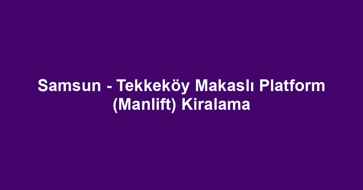 Samsun - Tekkeköy Makaslı Platform (Manlift) Kiralama