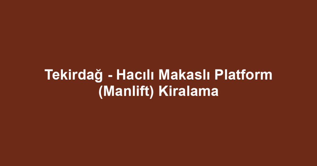 Tekirdağ - Hacılı Makaslı Platform (Manlift) Kiralama