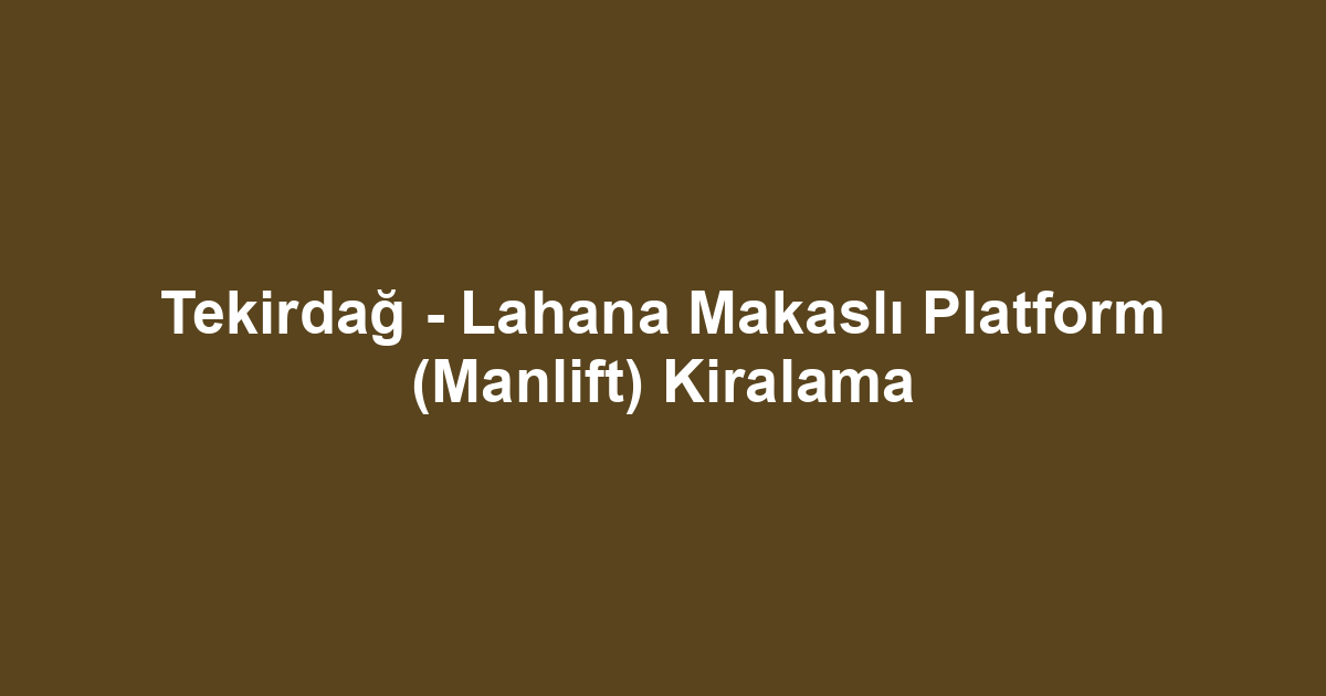 Tekirdağ - Lahana Makaslı Platform (Manlift) Kiralama