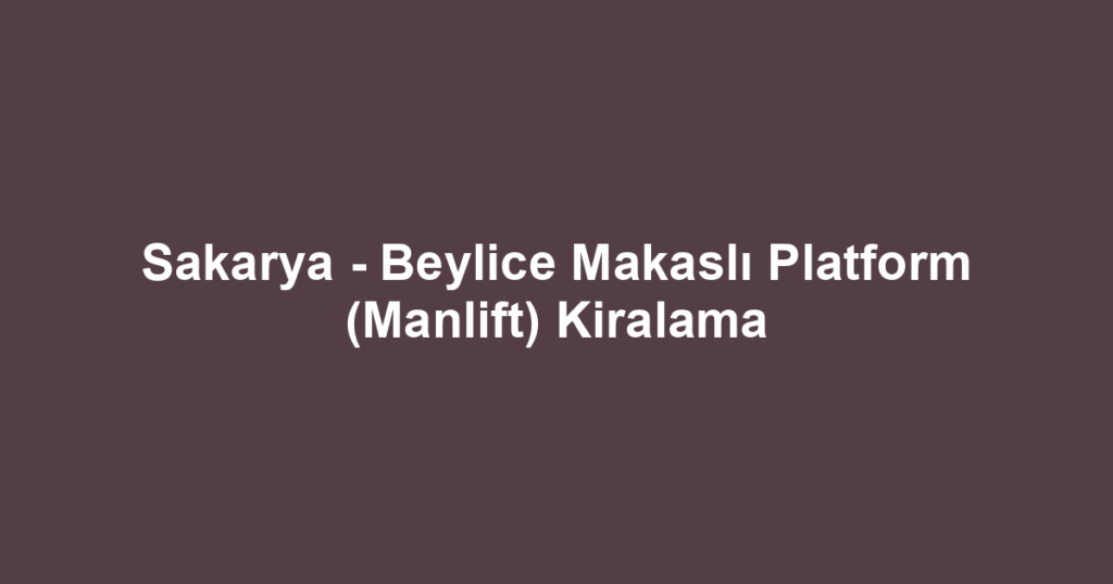 Sakarya - Beylice Makaslı Platform (Manlift) Kiralama